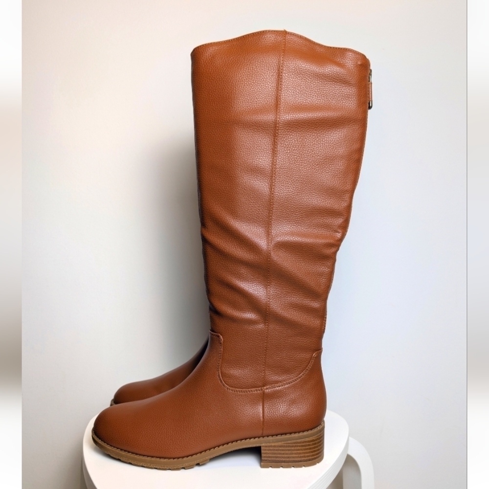 Style & Co Brown Knee High Expandable Calf Equestrian Riding Boots Size 8